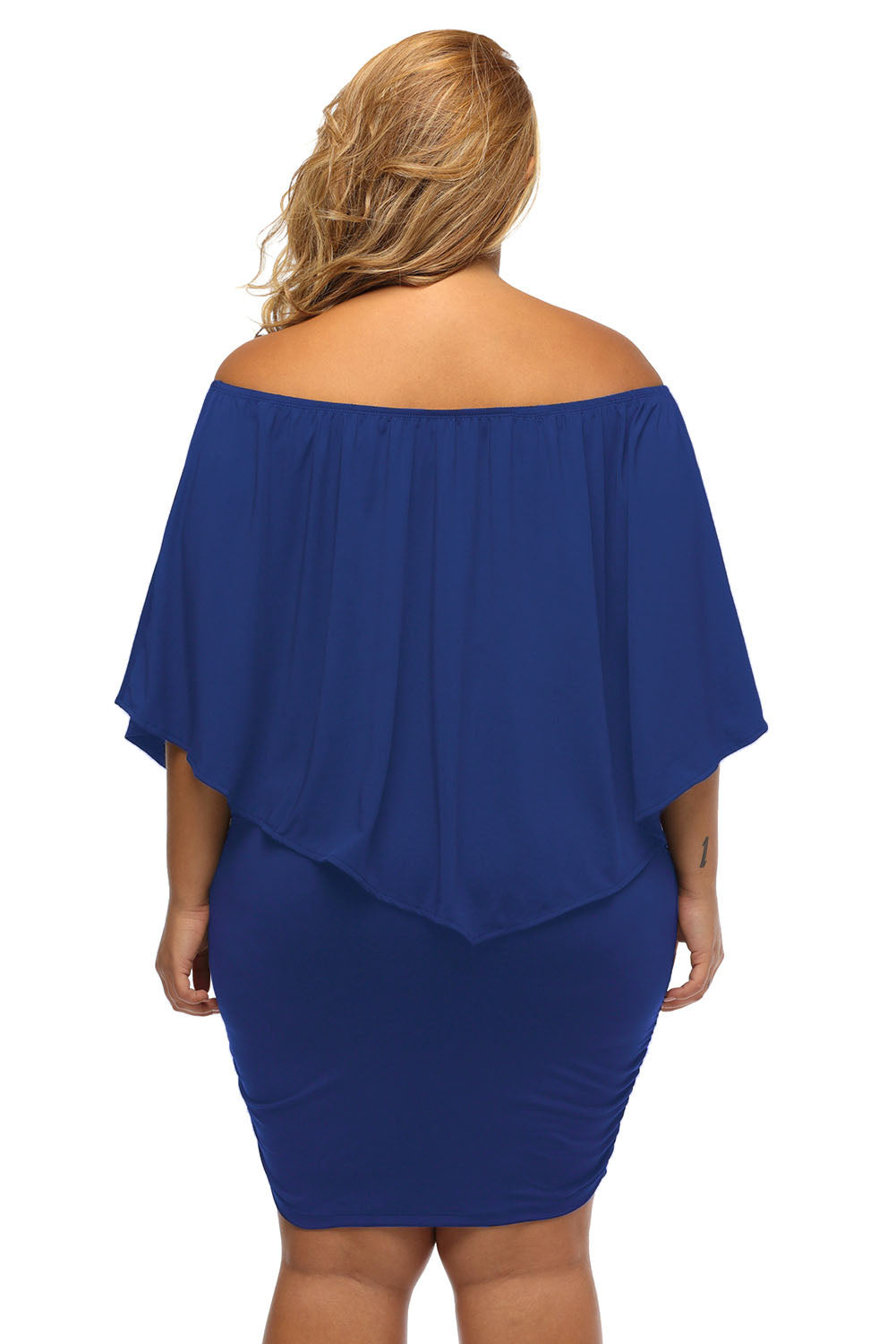 Plus Size Multiple Dressing Layered Blue Mini Poncho Dress Plus Size Dresses JT's Designer Fashion