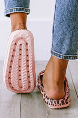 Pink Leopard Print Thick Sole Slip On Slippers Slippers JT's Designer Fashion