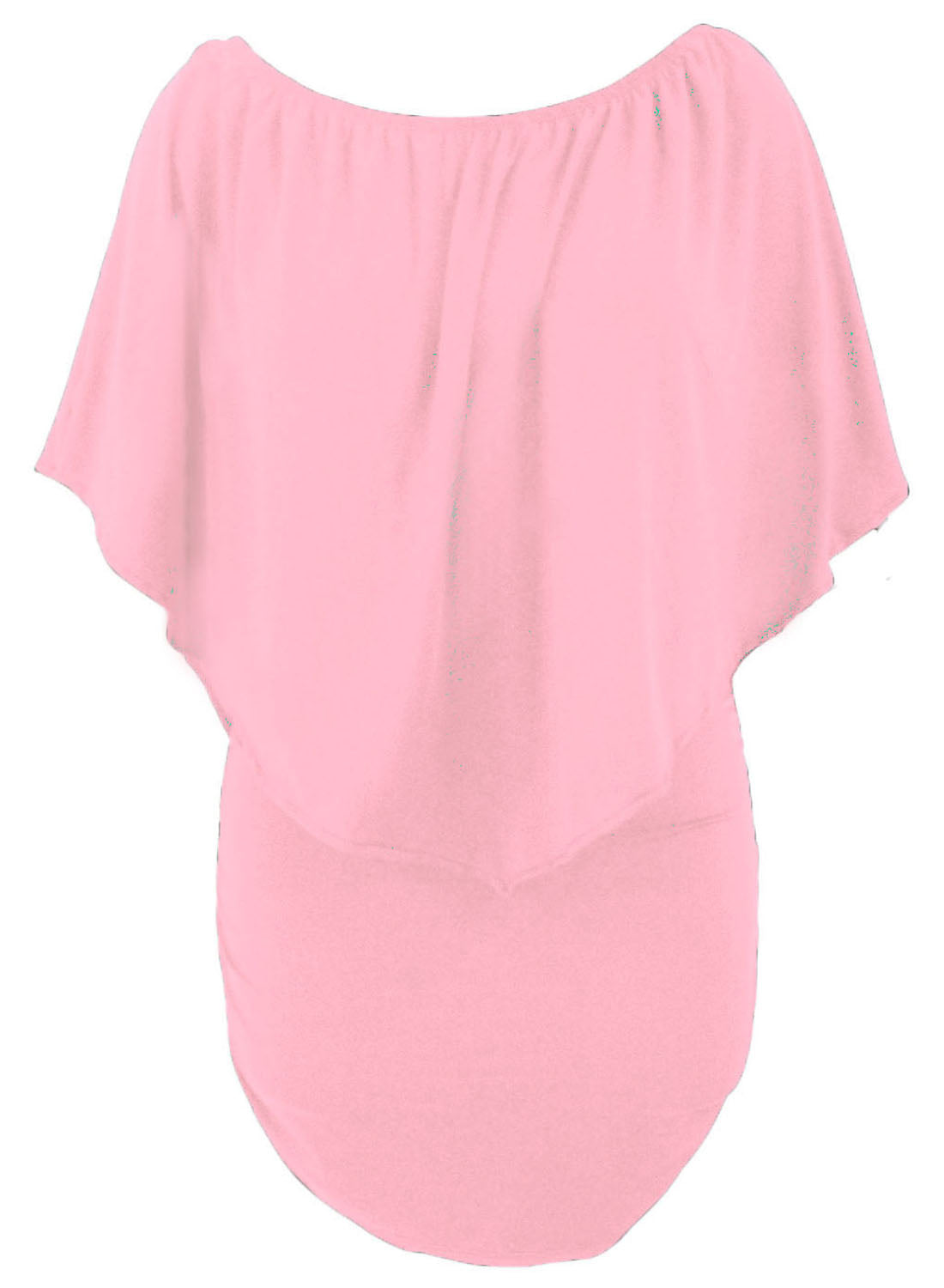 Plus Size Multiple Dressing Layered Pink Mini Poncho Dress Plus Size Dresses JT's Designer Fashion