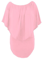 Plus Size Multiple Dressing Layered Pink Mini Poncho Dress Plus Size Dresses JT's Designer Fashion