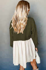 Jungle Green Sweatshirt Poplin 2-in-1 Mini Dress Dresses JT's Designer Fashion