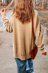 Khaki HOWDY FALL Pumpkin Print Split Hem Sweatshirt Graphic Sweatshirts JT's Designer Fashion