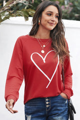 Fiery Red Simple Heart Graphic Valentine's Sweatshirt Graphic Sweatshirts JT's Designer Fashion