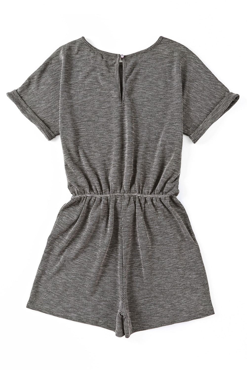 Gray Ribbed Elastic Waist Romper Jumpsuits & Rompers JT's Designer Fashion