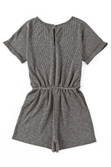 Gray Ribbed Elastic Waist Romper Jumpsuits & Rompers JT's Designer Fashion