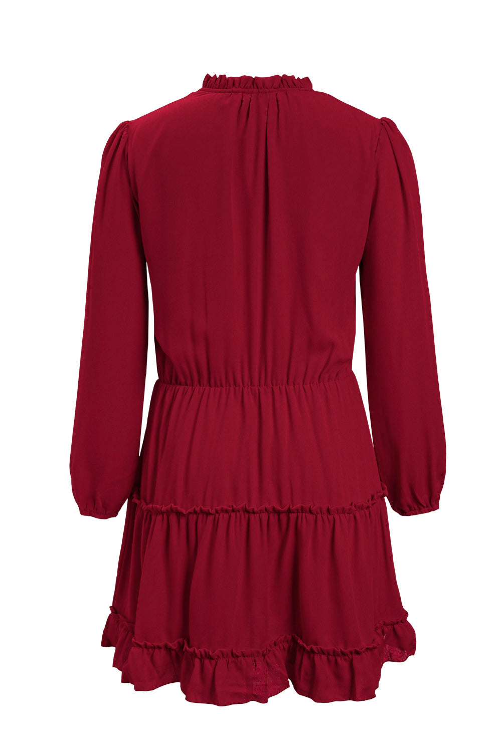 V Neck Long Sleeve Ruffle Tiered Mini Dress Mini Dresses JT's Designer Fashion