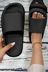 Black Hollow-out Thick Soled Slip On Slippers Slippers JT's Designer Fashion