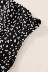 Black Leopard Print Belted V Neck Short Sleeve Romper Jumpsuits & Rompers JT's Designer Fashion