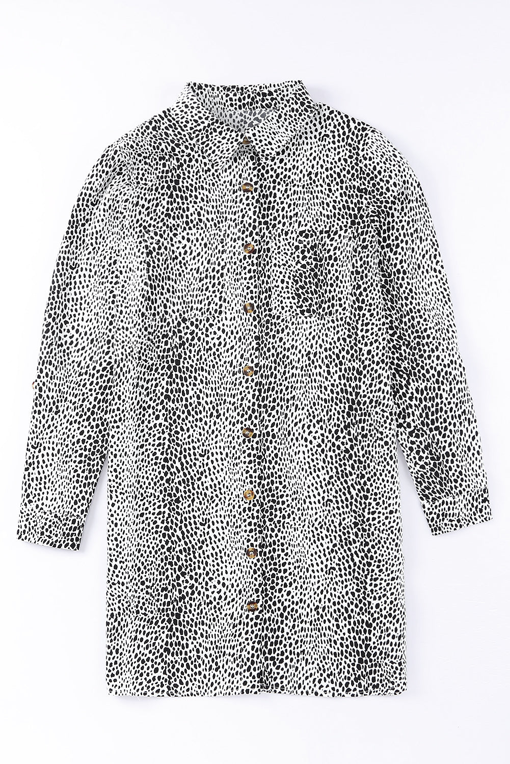 Long Sleeve Leopard Animal Print Shirt Dress Mini Dresses JT's Designer Fashion