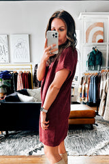 Ruby Patch Pocket Ribbed Knit Short Sleeve Sweater Dress Dresses JT's Designer Fashion