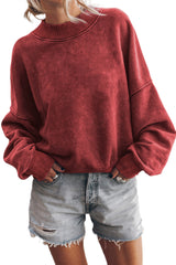 Ruby Drop Shoulder Crew Neck Pullover Sweatshirt Sweatshirts & Hoodies JT's Designer Fashion
