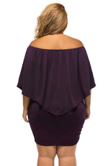 Plus Size Multiple Dressing Layered Purple Mini Poncho Dress Plus Size Dresses JT's Designer Fashion