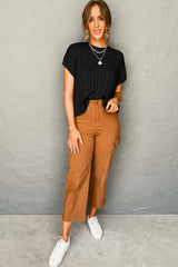 Black Clever Moment Cable Knit Top Sweaters & Cardigans JT's Designer Fashion