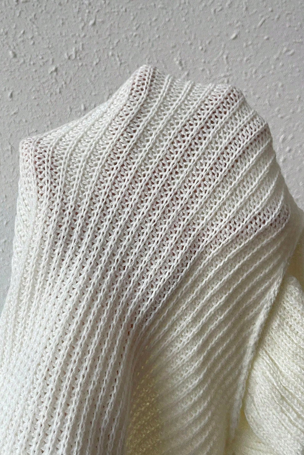 Bright White Cable Knit Ruffled Short Sleeve Turtle Neck Sweater Sweaters & Cardigans JT's Designer Fashion