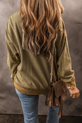 Jungle Green Textured Seamed Drop Sleeve Sweatshirt Sweatshirts & Hoodies JT's Designer Fashion