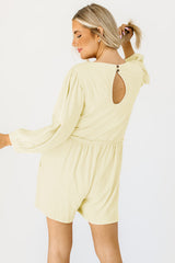Apricot Solid Color High Waist Long Sleeve Romper Jumpsuits & Rompers JT's Designer Fashion