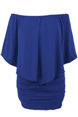 Multiple Dressing Layered Blue Mini Poncho Dress Mini Dresses JT's Designer Fashion