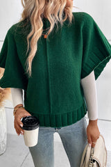 Blackish Green Mock Neck Batwing Sleeve Knit Sweater Sweaters & Cardigans JT's Designer Fashion