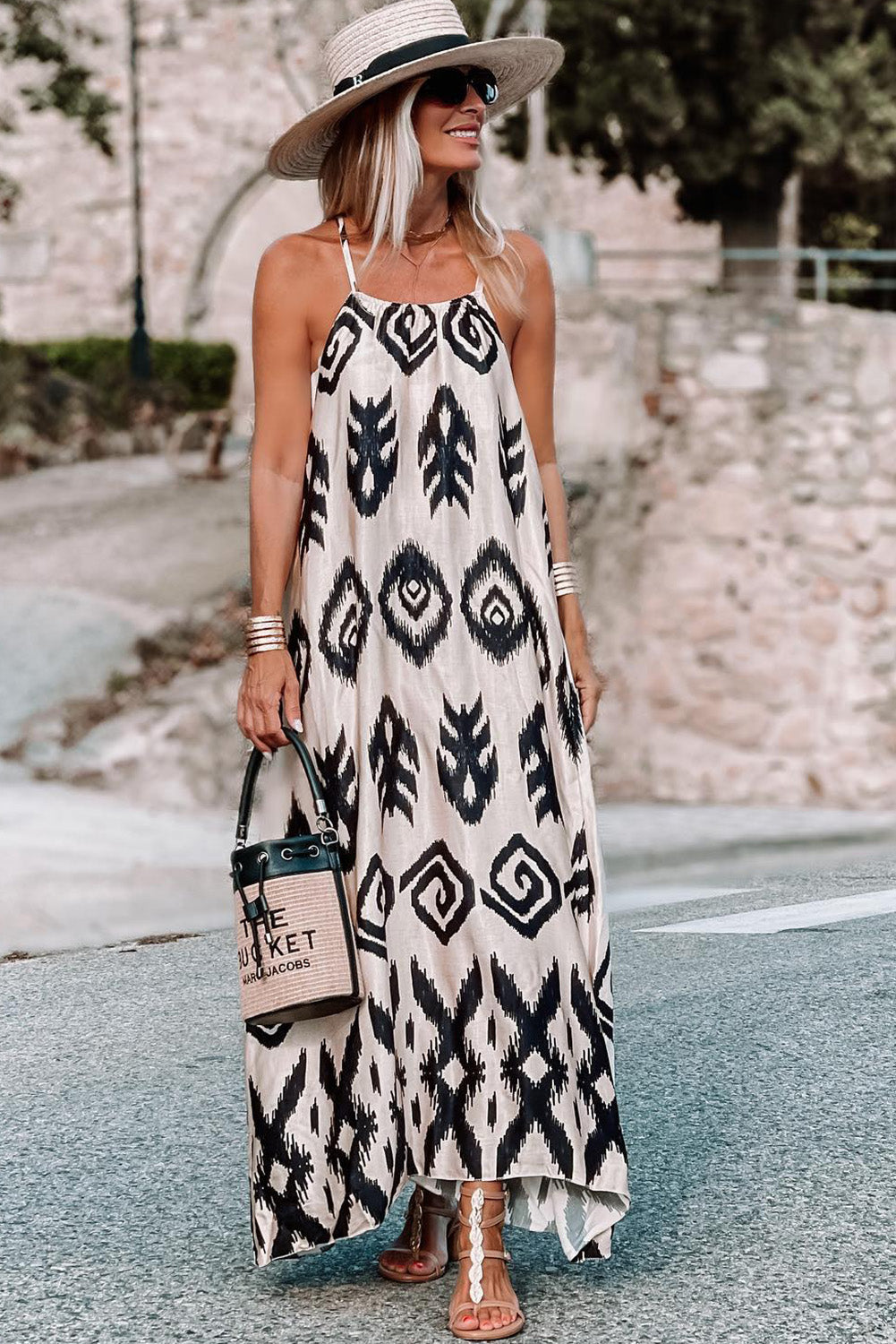 Black Western Printed Fashion Vacation Sundress Dresses JT's Designer Fashion