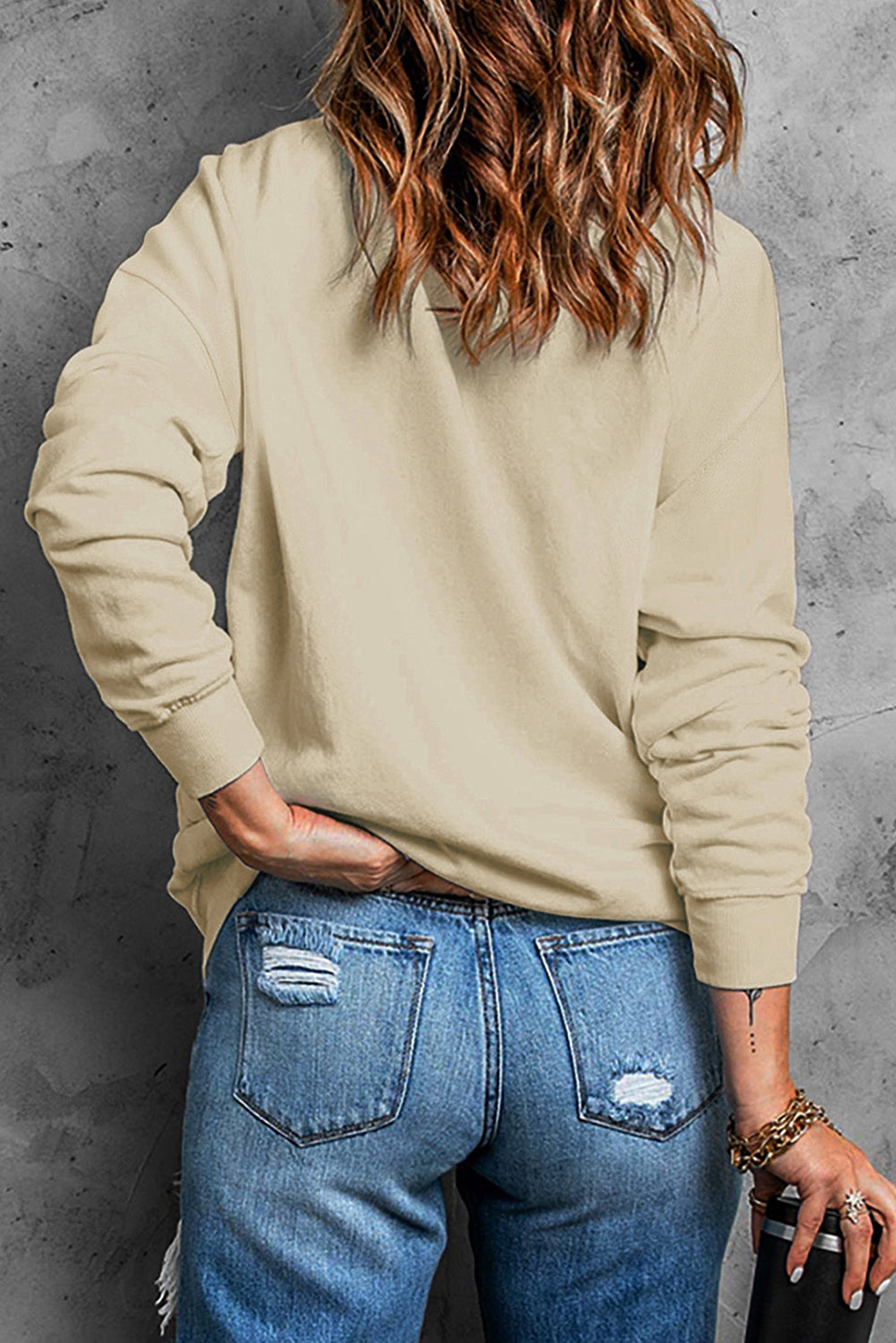 Khaki Fall Vibe Pumpkin Print Round Neck Sweatshirt Graphic Sweatshirts JT's Designer Fashion