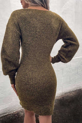 Green V Neck Bodycon Sweater Dress Sweaters & Cardigans JT's Designer Fashion
