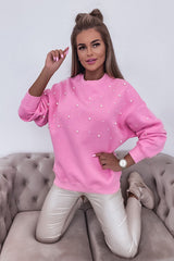 Pirouette Pearl Detail Ribbed Round Neck Sweatshirt Sweatshirts & Hoodies JT's Designer Fashion