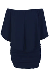 Multiple Dressing Layered Dark Blue Mini Poncho Dress Mini Dresses JT's Designer Fashion