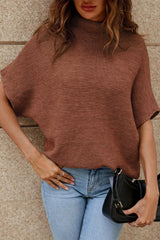 Apricot High Neck Short Bat Sleeve Sweater Sweaters & Cardigans JT's Designer Fashion