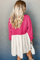 Rose Red Sweatshirt Poplin 2-in-1 Mini Dress Dresses JT's Designer Fashion