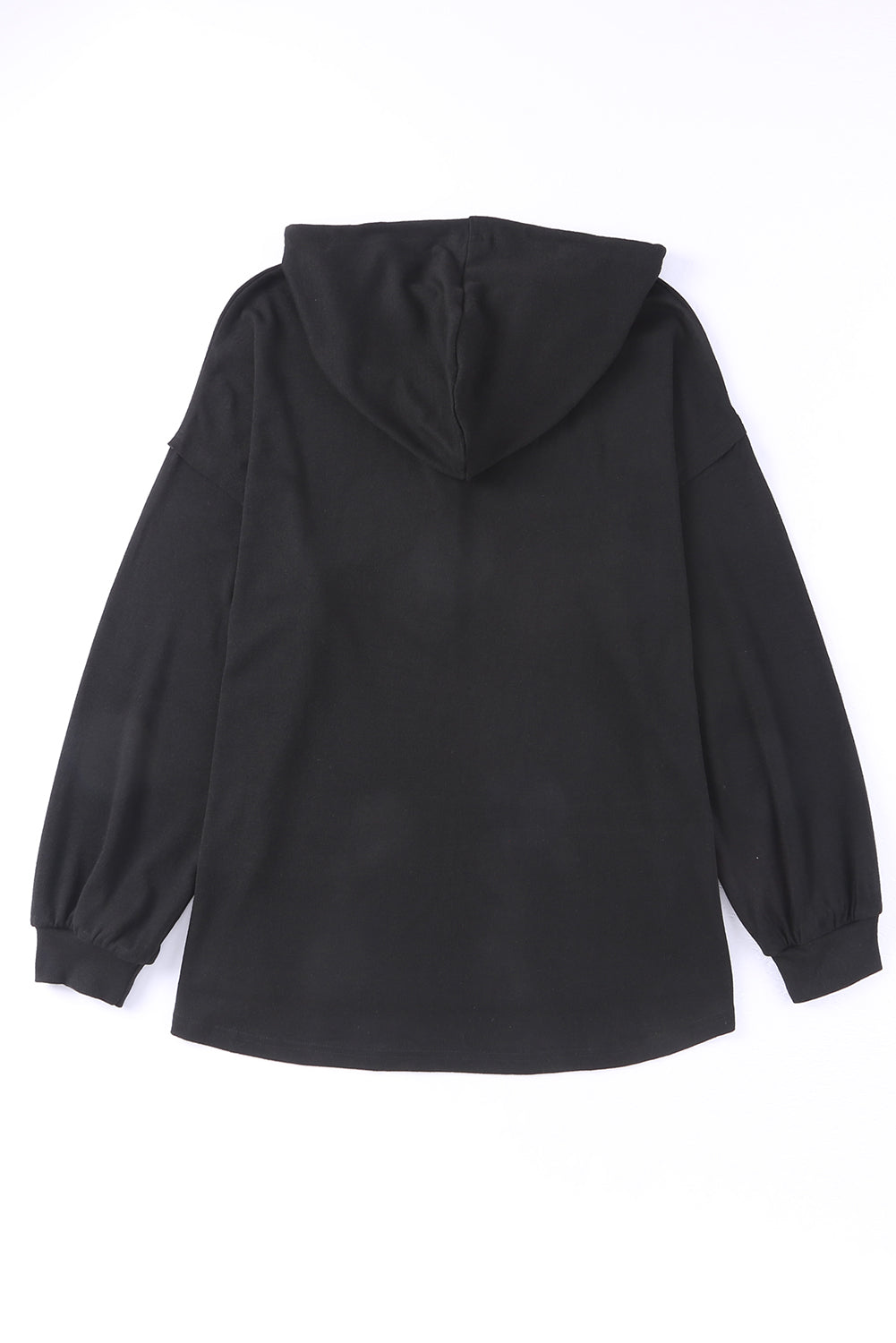 Black Buttoned High and Low Hem Hoodie Sweatshirts & Hoodies JT's Designer Fashion