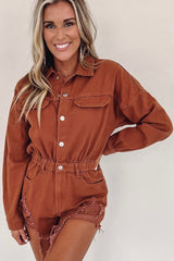 Gold Flame Snap Button Long Sleeve Ripped Romper Bottoms JT's Designer Fashion