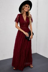 Red Blue Fill Your Heart Lace Long Dress Maxi Dresses JT's Designer Fashion