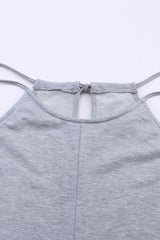 Gray Loose Fit Side Pockets Spaghetti Strap Wide Leg Jumpsuit Jumpsuits & Rompers JT's Designer Fashion