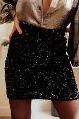 Black Sequin Bodycon Mini Skirt Bottoms JT's Designer Fashion