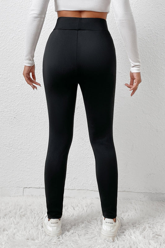 Black Fleece Lining Winter High Waist Leggings Bottoms JT's Designer Fashion