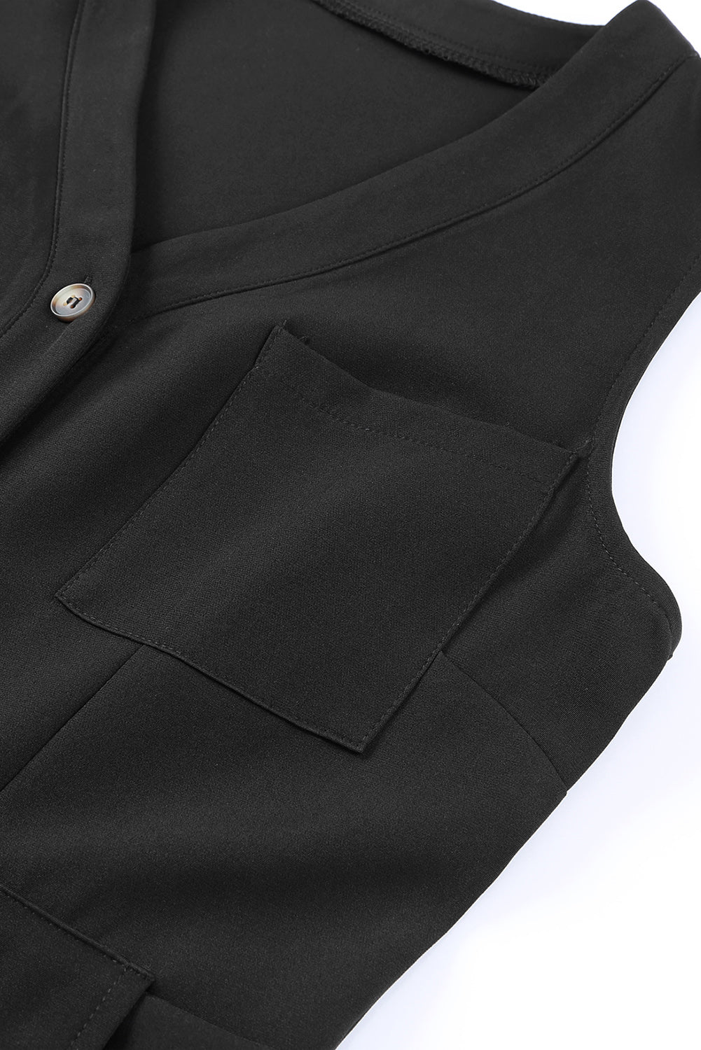 Black Buttoned Sleeveless Cropped Jumpsuit with Sash Jumpsuits & Rompers JT's Designer Fashion