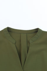 Green Split V Neck Ruffled Sleeves Shirt Dress Mini Dresses JT's Designer Fashion