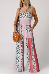 Leopard Color Block Mix Print Pocketed Jumpsuit Jumpsuits & Rompers JT's Designer Fashion