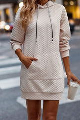 Parchment Bolso Canguru Ombro Caido Cordao Vestido Com Capuz Dresses JT's Designer Fashion