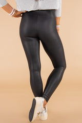 Black Piping Trim Sleek Leather High Waist Leggings Bottoms JT's Designer Fashion