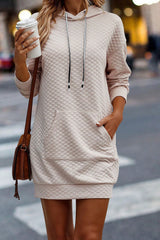 Parchment Bolso Canguru Ombro Caido Cordao Vestido Com Capuz Dresses JT's Designer Fashion