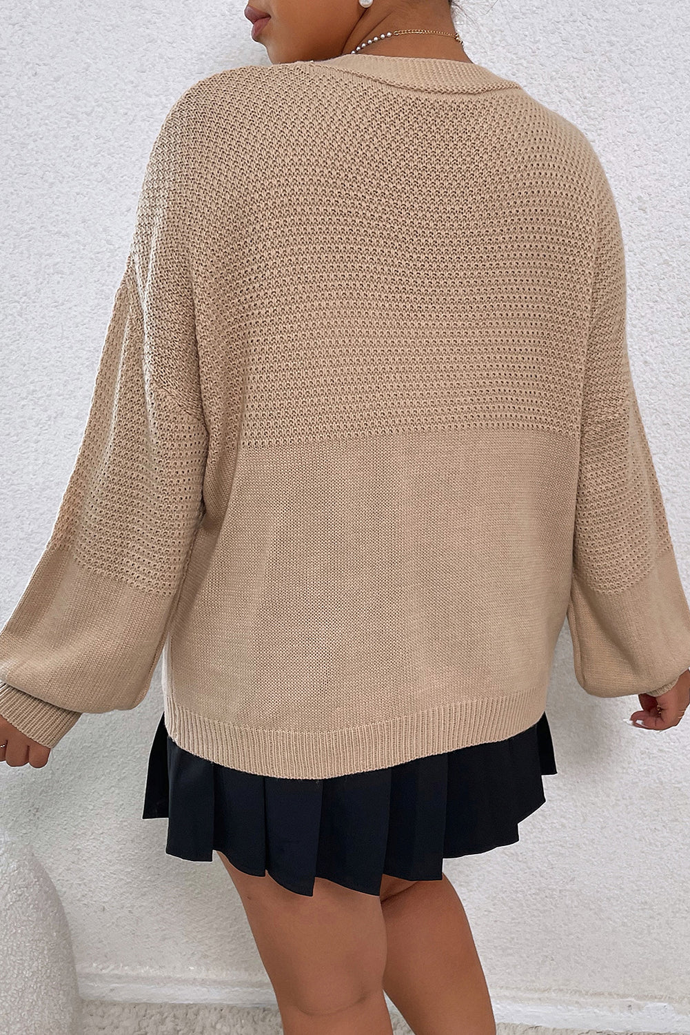 Smoke Gray Floral Applique Drop Shoulder Bubble Sleeve Cardigan Sweaters & Cardigans JT's Designer Fashion