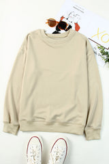 Khaki Fall Vibe Pumpkin Print Round Neck Sweatshirt Graphic Sweatshirts JT's Designer Fashion