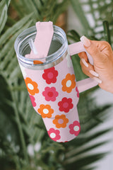 Multicolor Flower Print Handled Stainless Steel Vacuum Cup Tumblers JT's Designer Fashion