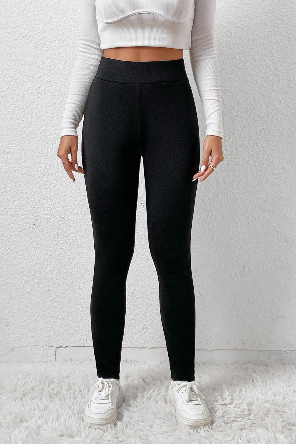 Black Fleece Lining Winter High Waist Leggings Bottoms JT's Designer Fashion