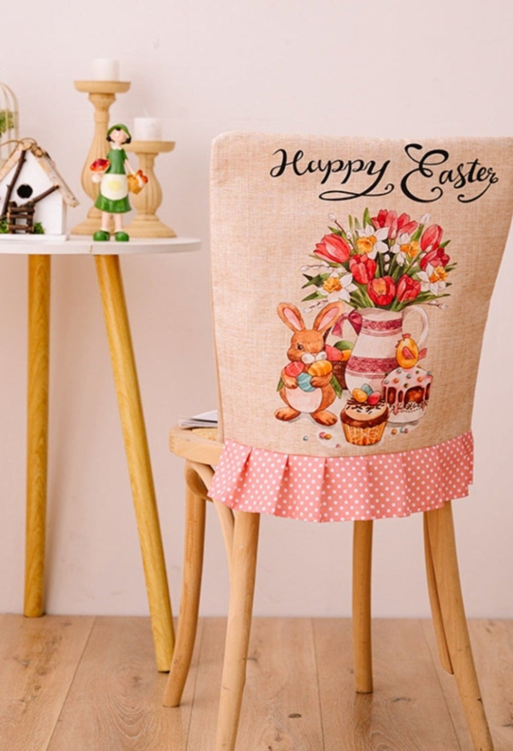 Easter Polka Dot Pleated Hem Chair Cover Style B One Size Home Decor JT's Designer Fashion
