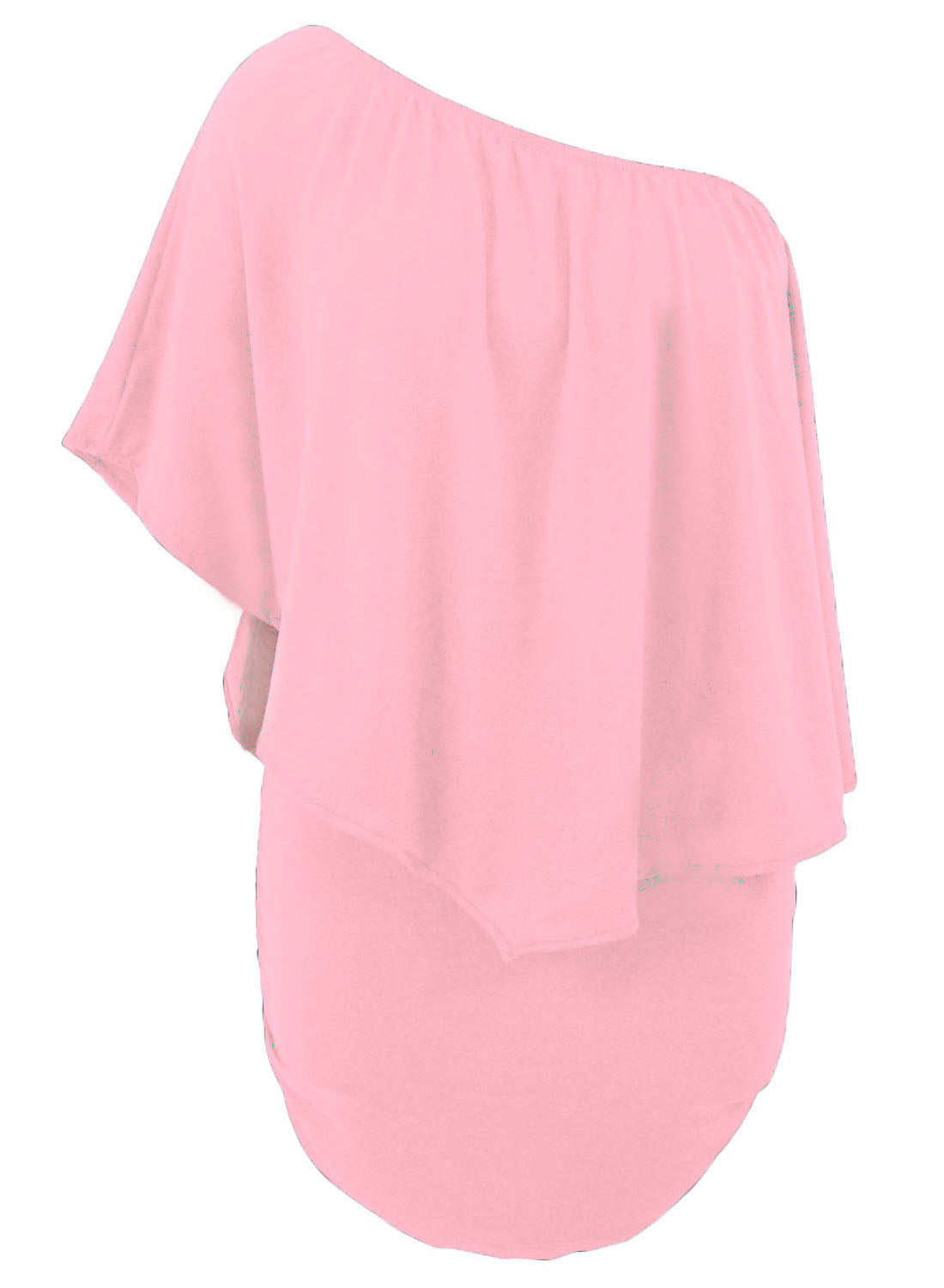 Plus Size Multiple Dressing Layered Pink Mini Poncho Dress Plus Size Dresses JT's Designer Fashion