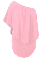 Plus Size Multiple Dressing Layered Pink Mini Poncho Dress Plus Size Dresses JT's Designer Fashion