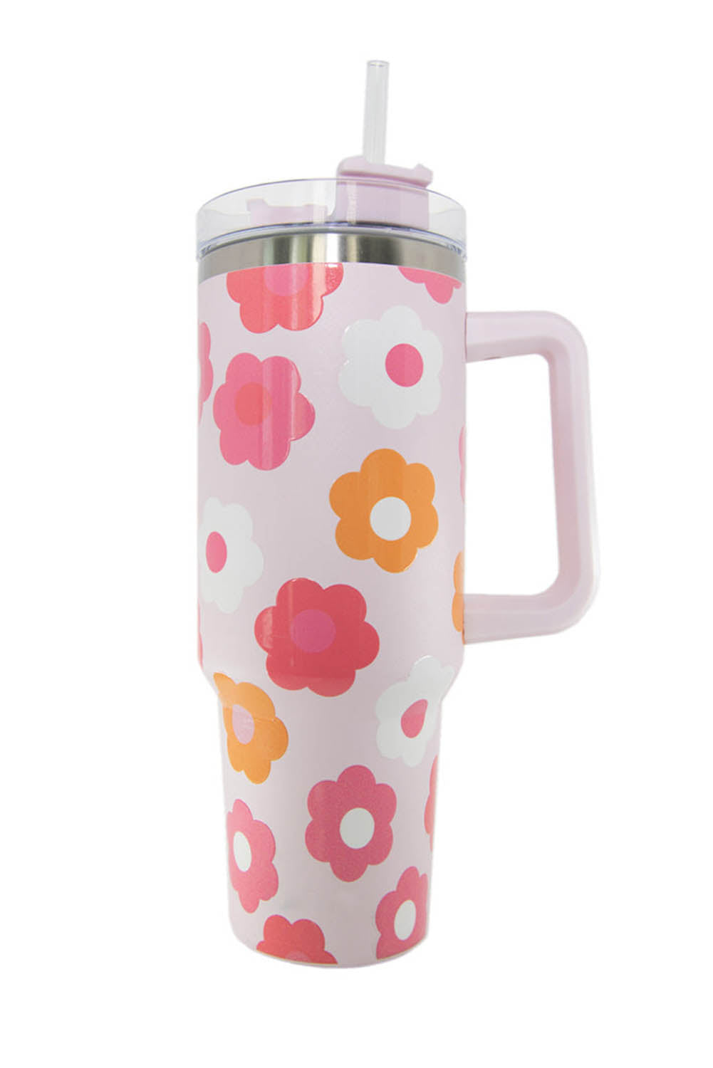 Multicolor Flower Print Handled Stainless Steel Vacuum Cup Tumblers JT's Designer Fashion