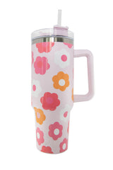 Multicolor Flower Print Handled Stainless Steel Vacuum Cup Tumblers JT's Designer Fashion